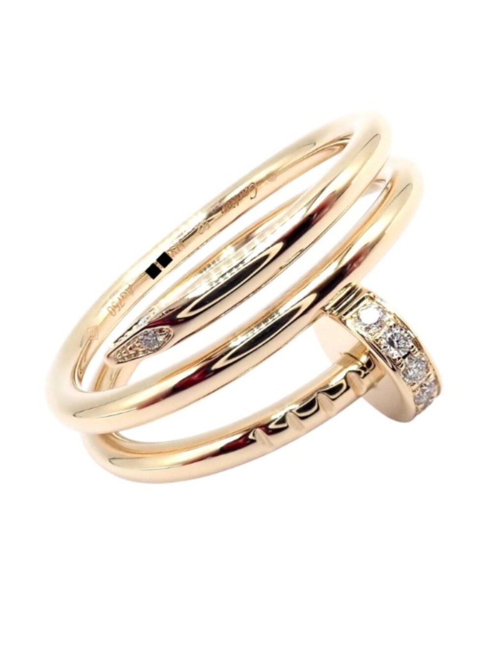 Authentic! Cartier Juste Un Clou 18k Yellow Gold Diamond Nail Band Ring 4.25